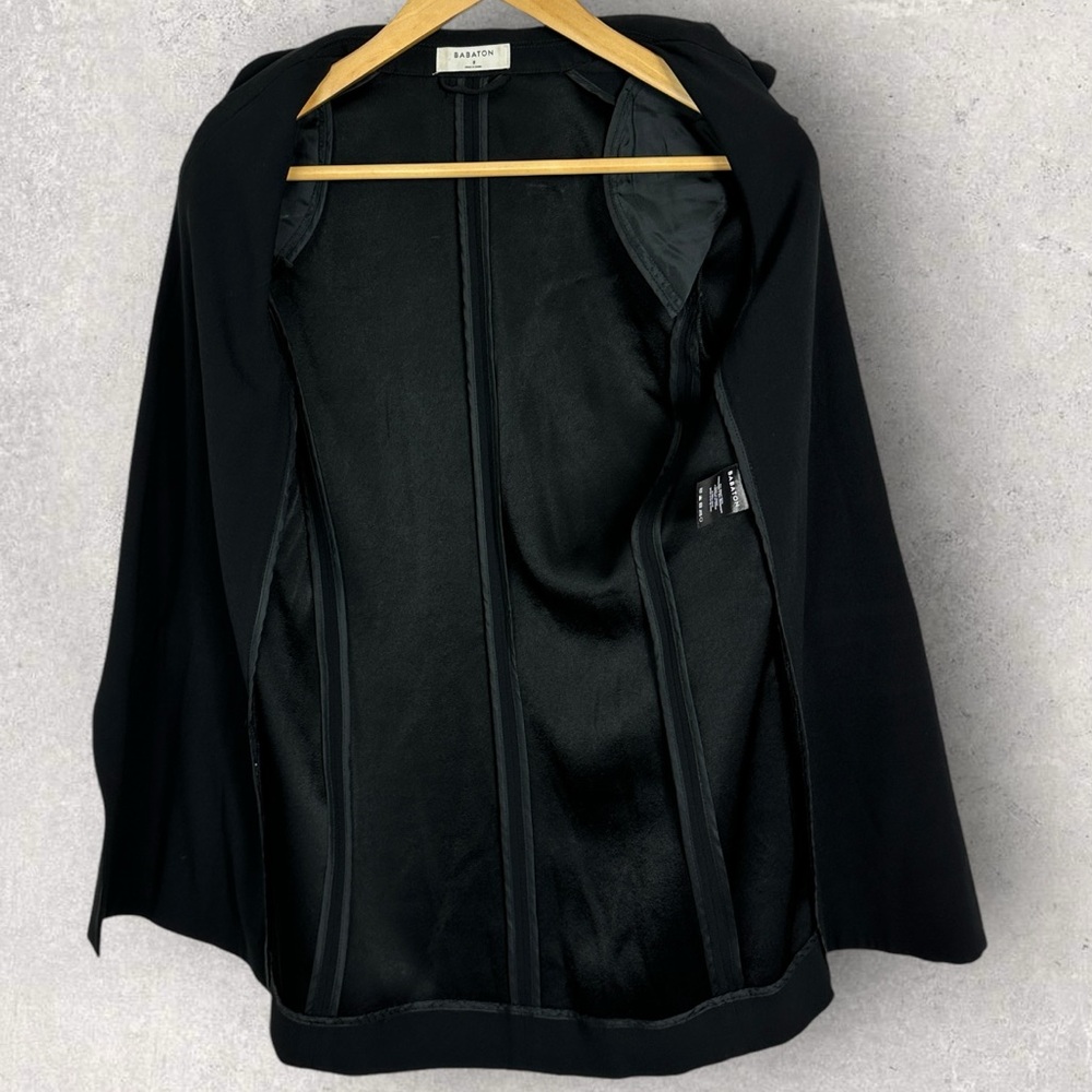 Aritzia Babaton‎ Delos Blazer Black Drape Size 2 Cupro Crepe Minimalist Career - Picture 6 of 16